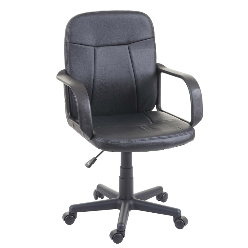 Chaise de bureau de jeunesse chaise pivotante, fauteuil directorial, similicuir - noir