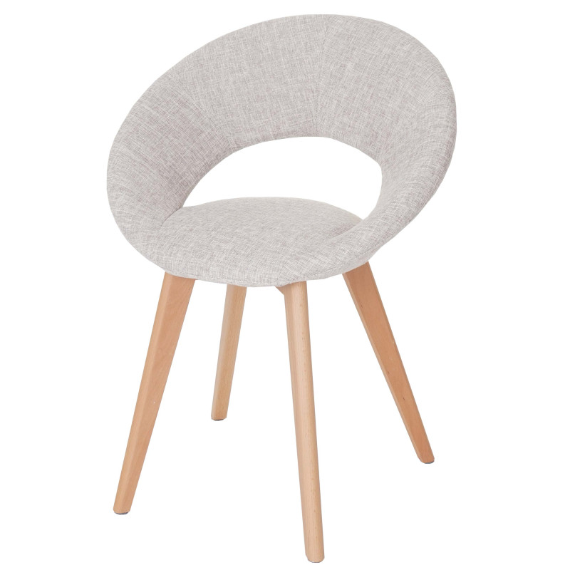 Chaise de salle à manger Palermo III, fauteuil, design rétro des années 50 - tissu, crème/gris