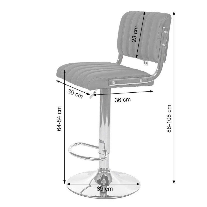 2x tabouret de bar chaise de comptoir avec dossier, rotatif, similicuir - gris