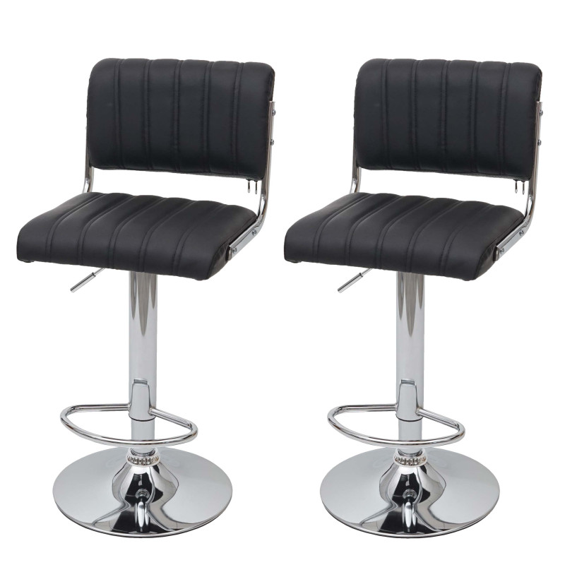 2x tabouret de bar chaise de comptoir avec dossier, rotatif, similicuir - noir