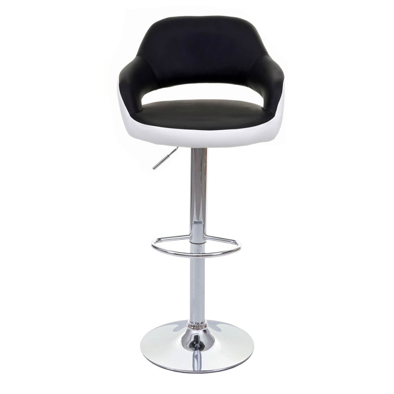 2x tabouret de bar chaise de comptoir avec dossier, rotatif, similicuir - noir/blanc