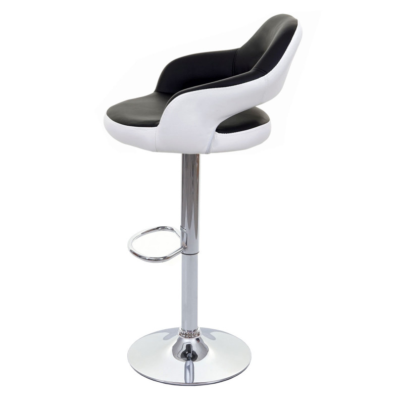 2x tabouret de bar chaise de comptoir avec dossier, rotatif, similicuir - noir/blanc