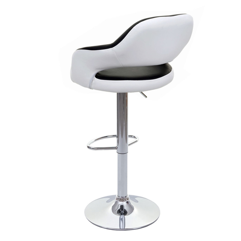 2x tabouret de bar chaise de comptoir avec dossier, rotatif, similicuir - noir/blanc