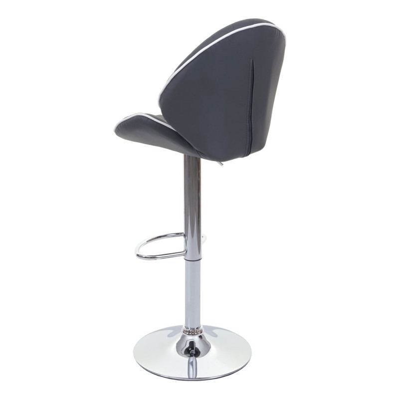 2x tabouret de bar chaise de comptoir, rotatif, similicuir, couture blanche - gris