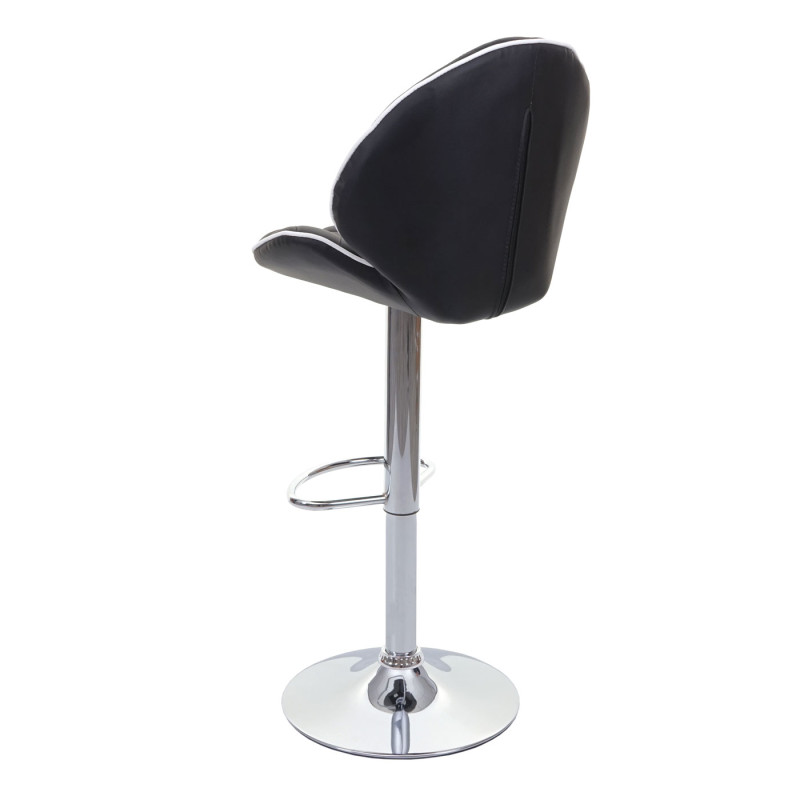 2x tabouret de bar chaise de comptoir, rotatif, similicuir, couture blanche - noir