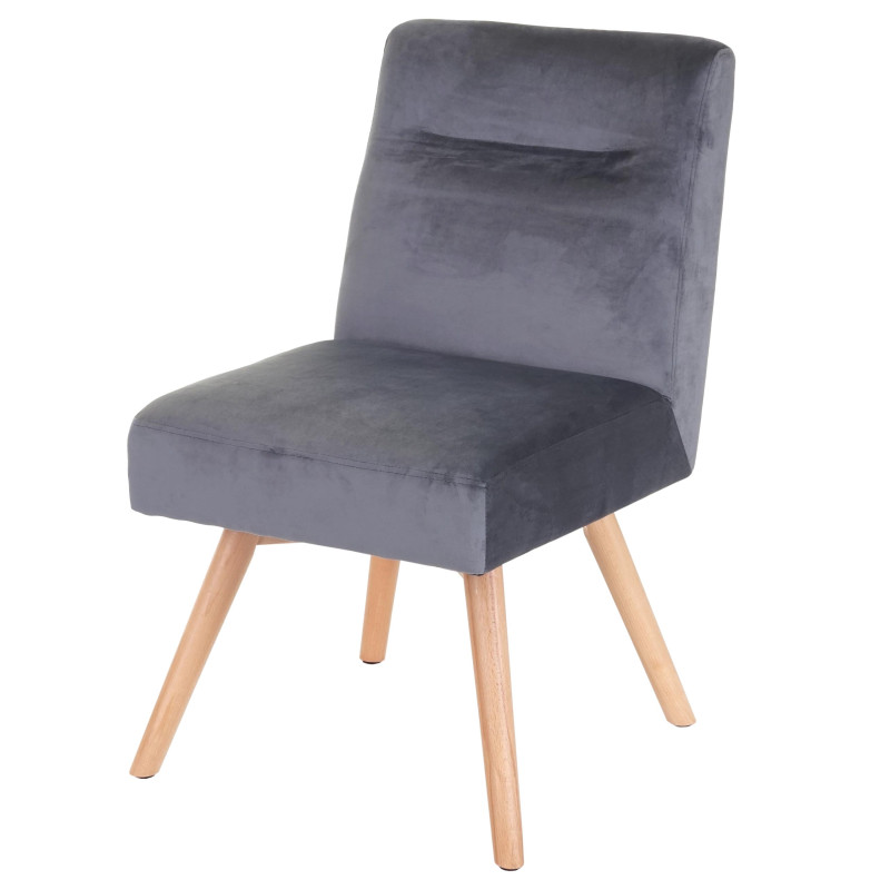 Chaise de salle à manger fauteuil de cuisine, design rétro, velours - gris