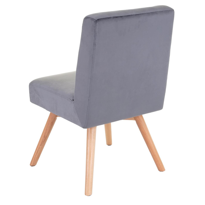 Chaise de salle à manger fauteuil de cuisine, design rétro, velours - gris