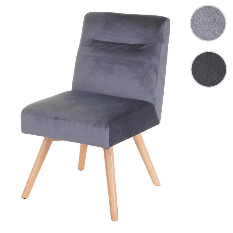 Chaise de salle à manger fauteuil de cuisine, design rétro, velours - gris