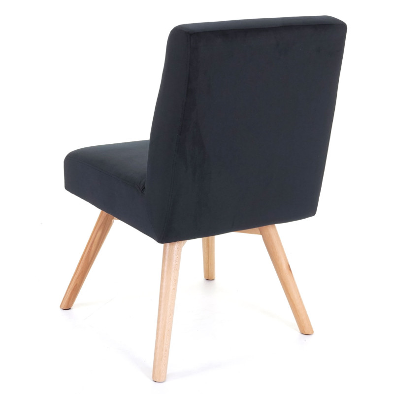 Chaise de salle à manger fauteuil de cuisine, design rétro, velours - noir