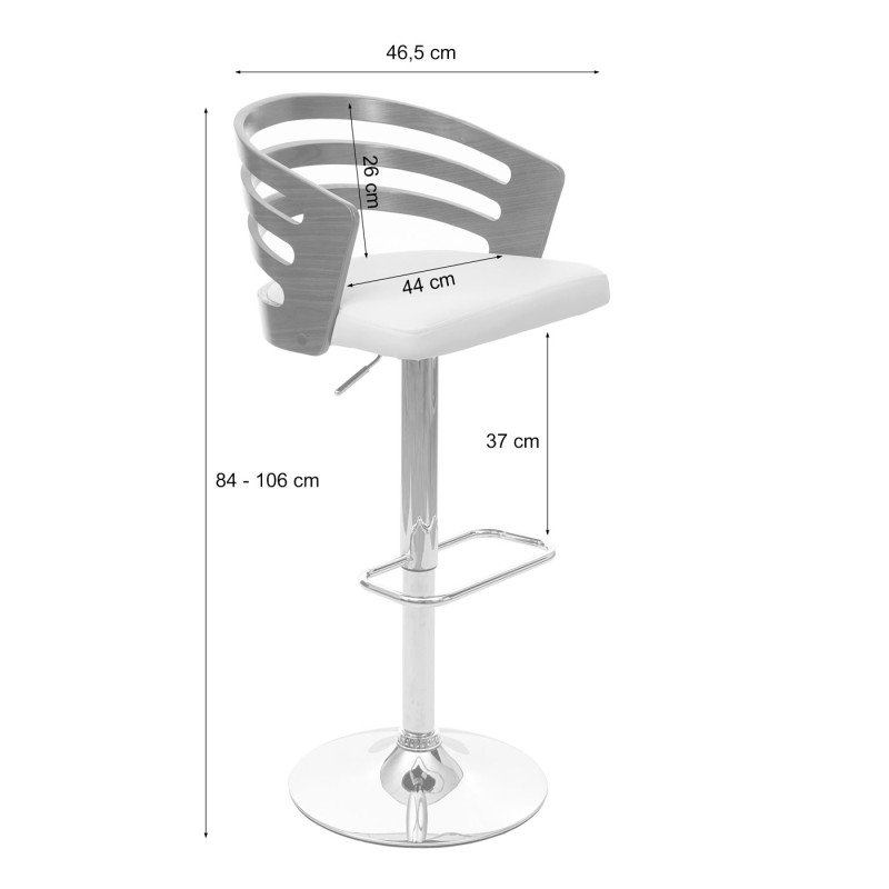 Tabouret de bar chaise de comptoir, design rétro, bois de proue, aspect noix, similicuir - crème