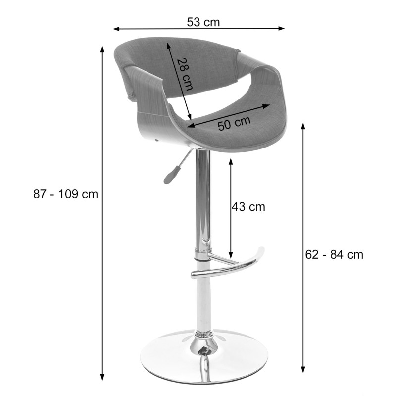 Tabouret de bar chaise de bar, bois courbé, design rétro vintage, aspect noyer -similicuir crème