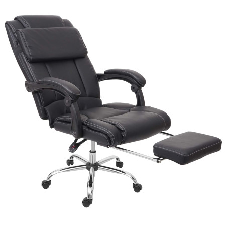 Chaise de bureau chaise pivotante, fauteuil directorial, repose-pied, similicuir - noir