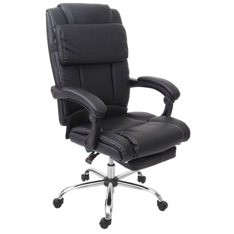 Chaise de bureau chaise pivotante, fauteuil directorial, repose-pied, similicuir - noir