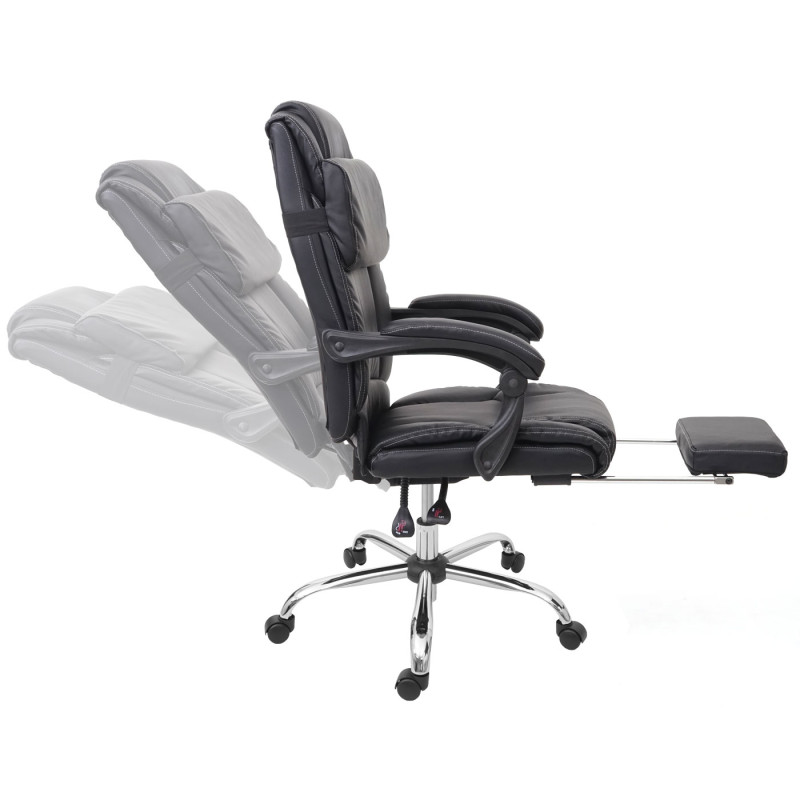 Chaise de bureau chaise pivotante, fauteuil directorial, repose-pied, similicuir - noir