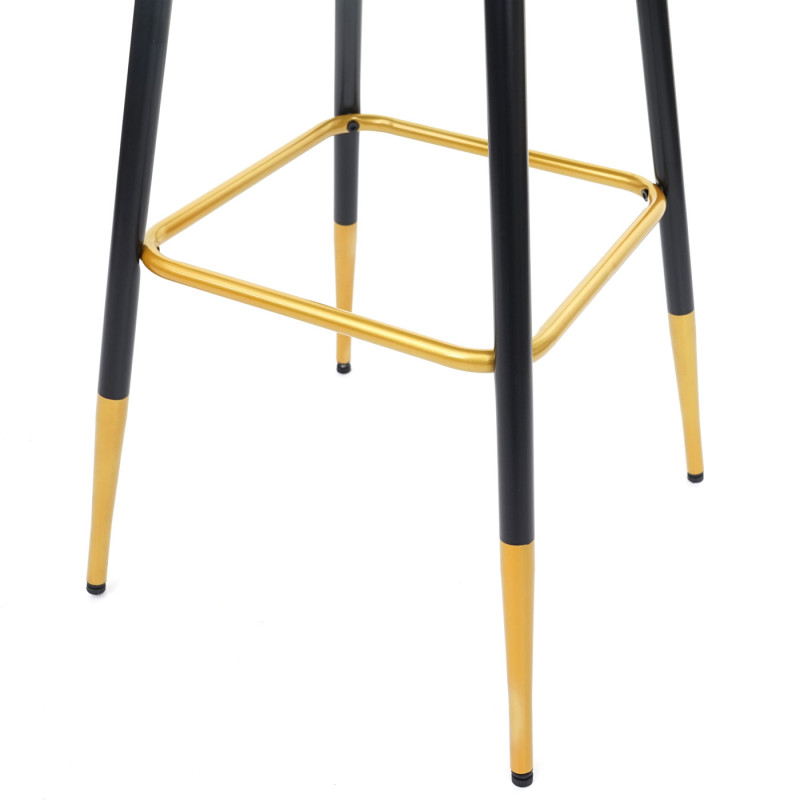 2x tabouret de bar chaise de bar/comptoir, design rétro, velours, haubans/pieds dorés - gris