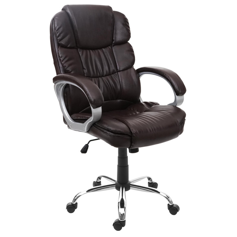 Chaise de bureau chaise pivotante, fauteuil directorial, similicuir - marron