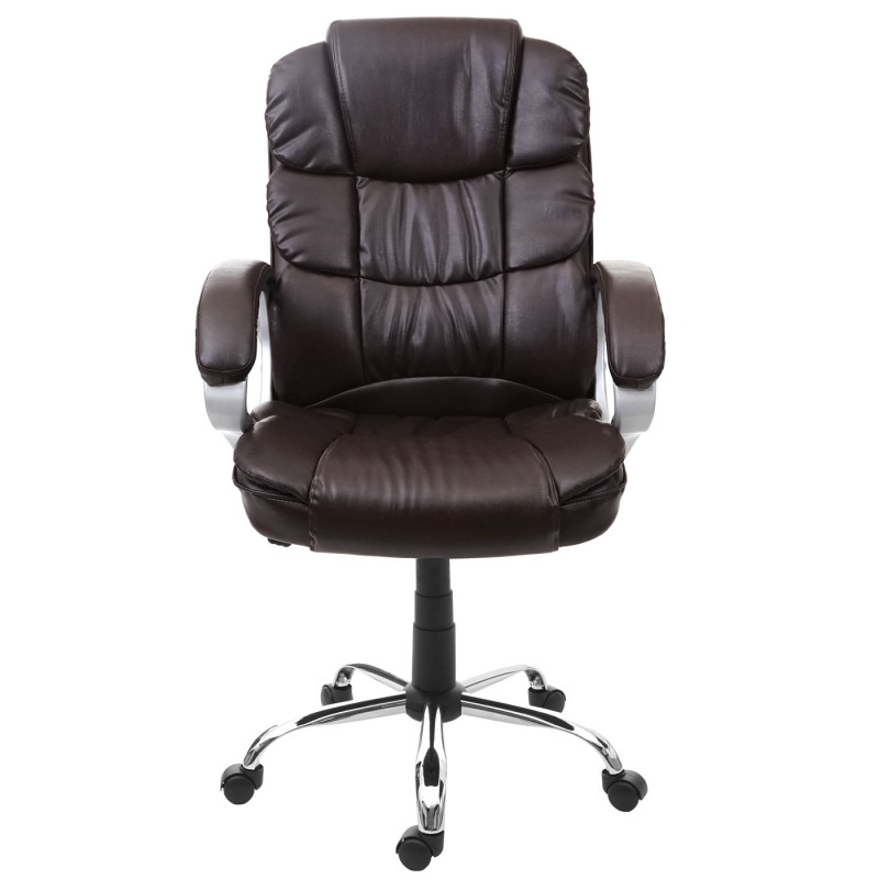 Chaise de bureau chaise pivotante, fauteuil directorial, similicuir - marron