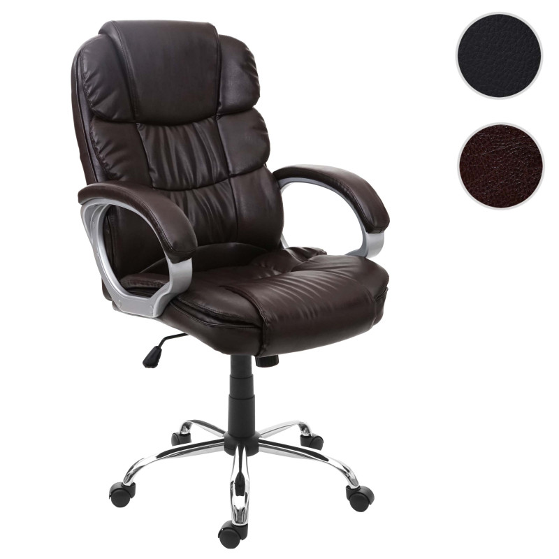 Chaise de bureau chaise pivotante, fauteuil directorial, similicuir - marron