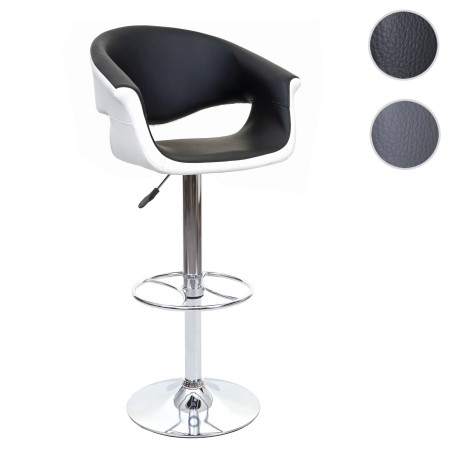 Tabouret de bar chaise de bar/comptoir, rotatif, avec dossier, similicuir - gris/blanc