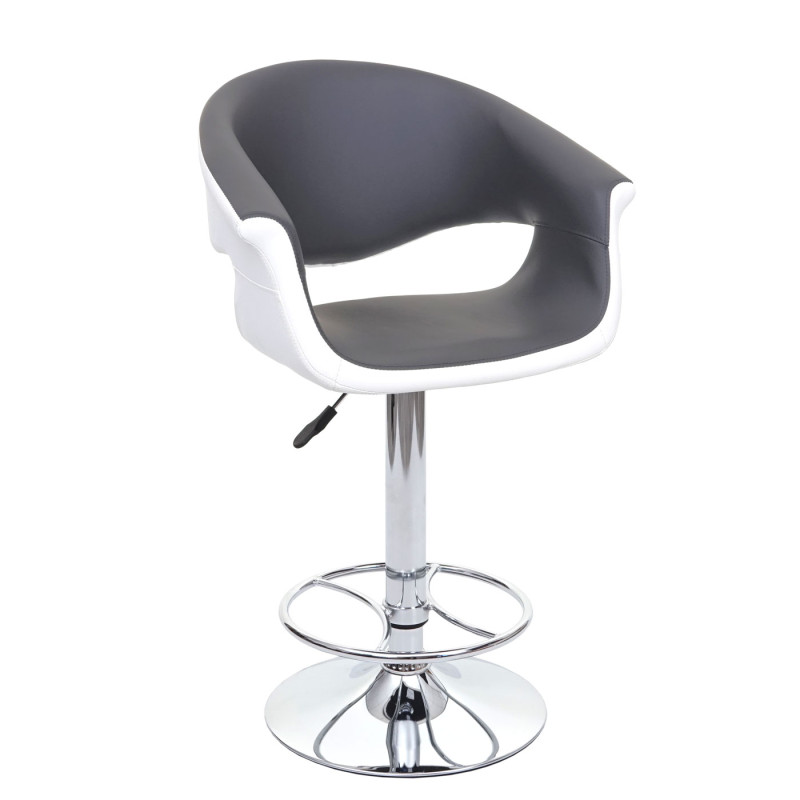 Tabouret de bar chaise de bar/comptoir, rotatif, avec dossier, similicuir - gris/blanc