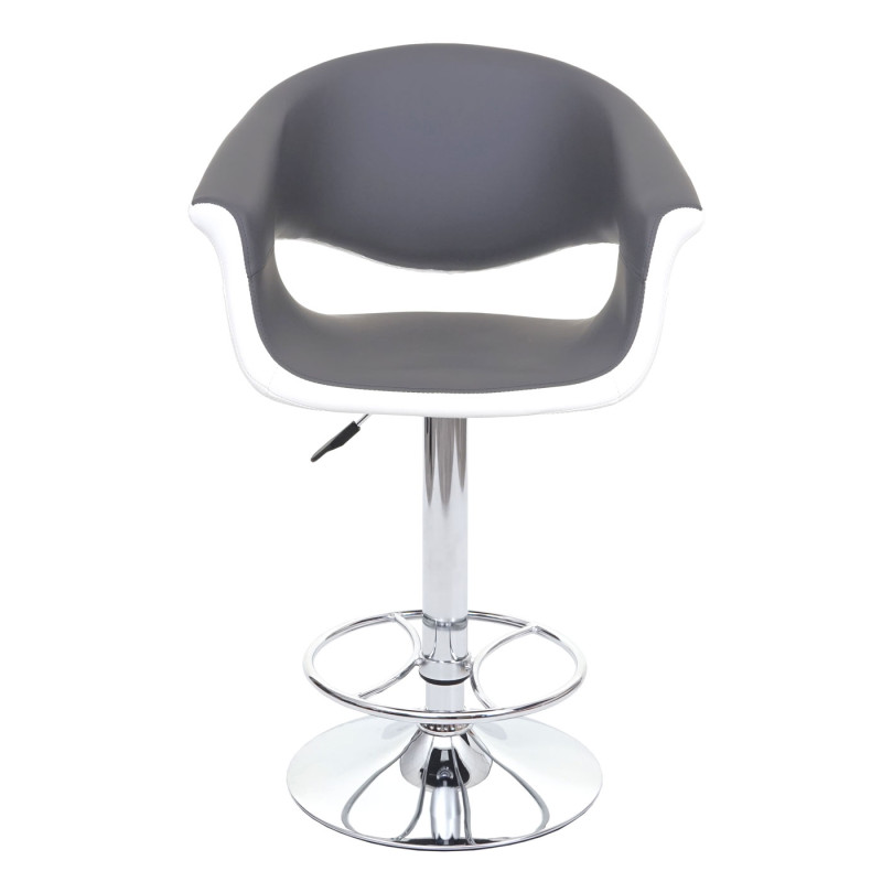 Tabouret de bar chaise de bar/comptoir, rotatif, avec dossier, similicuir - gris/blanc