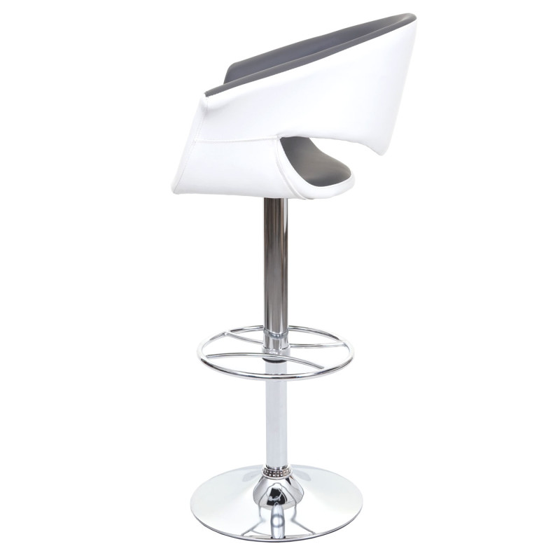 Tabouret de bar chaise de bar/comptoir, rotatif, avec dossier, similicuir - gris/blanc