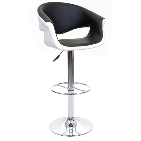 Tabouret de bar chaise de bar/comptoir, rotatif, avec dossier, similicuir - noir/blanc