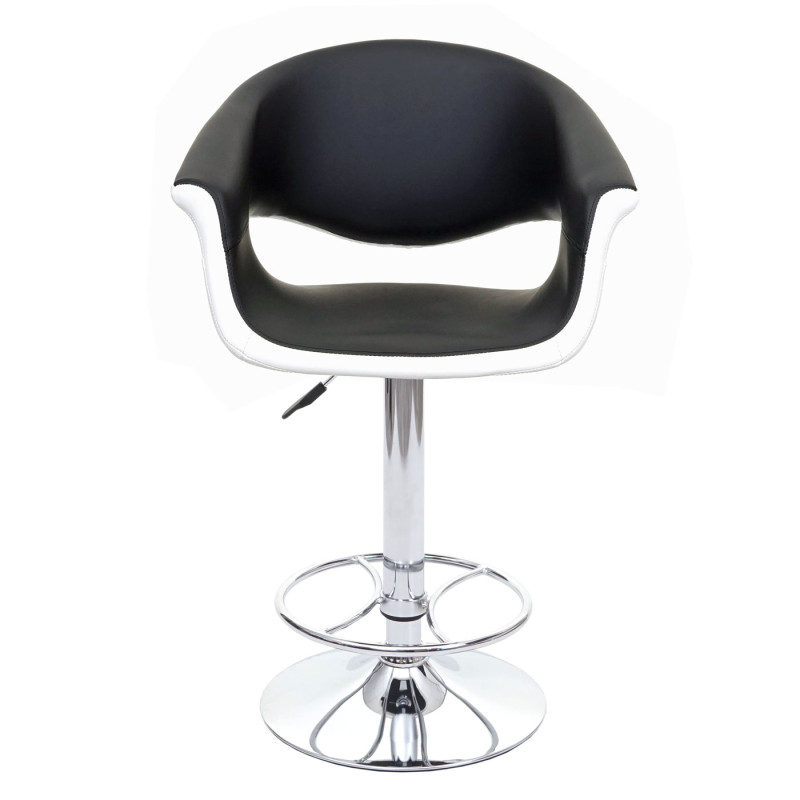 Tabouret de bar chaise de bar/comptoir, rotatif, avec dossier, similicuir - noir/blanc