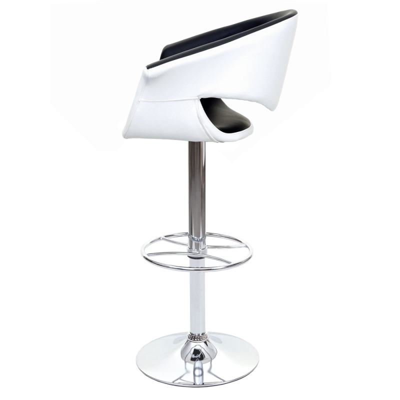 Tabouret de bar chaise de bar/comptoir, rotatif, avec dossier, similicuir - noir/blanc