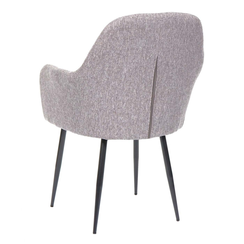 2x chaise de salle à manger fauteuil de cuisine, design rétro - tissu gris, pieds noirs