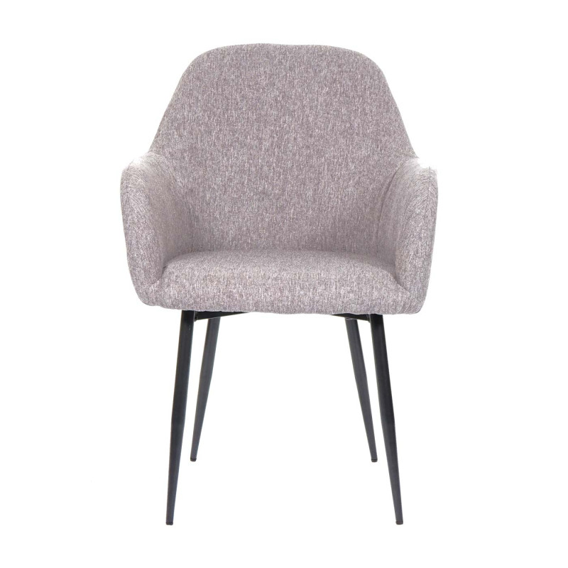 2x chaise de salle à manger fauteuil de cuisine, design rétro - tissu gris, pieds noirs