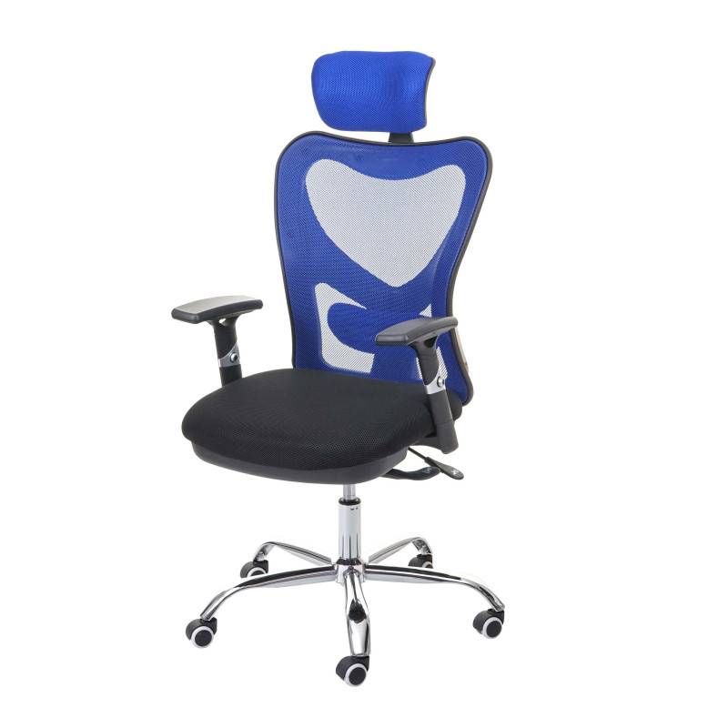 Chaise de bureau chaise pivotante, fonction sliding, charge max. 150kg, tissu - noir/bleu