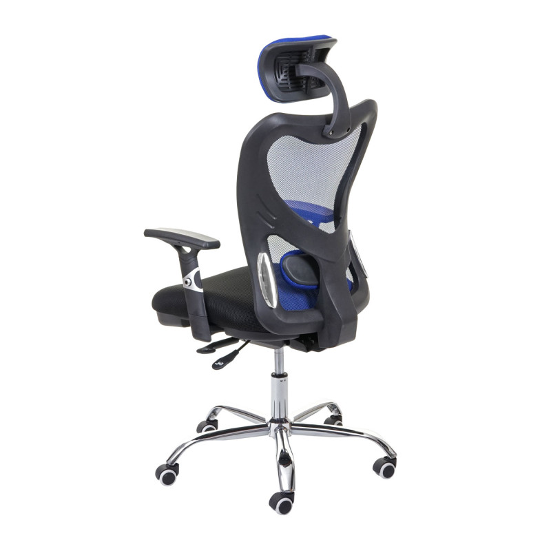 Chaise de bureau chaise pivotante, fonction sliding, charge max. 150kg, tissu - noir/bleu