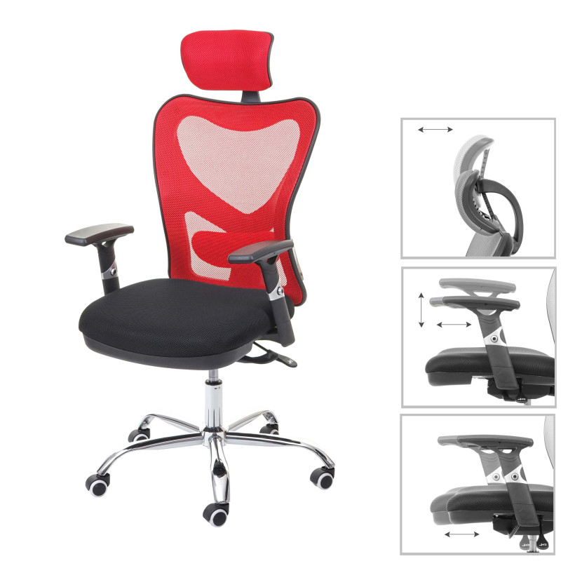 Chaise de bureau chaise pivotante, fonction sliding, charge max. 150kg, tissu - noir/rouge