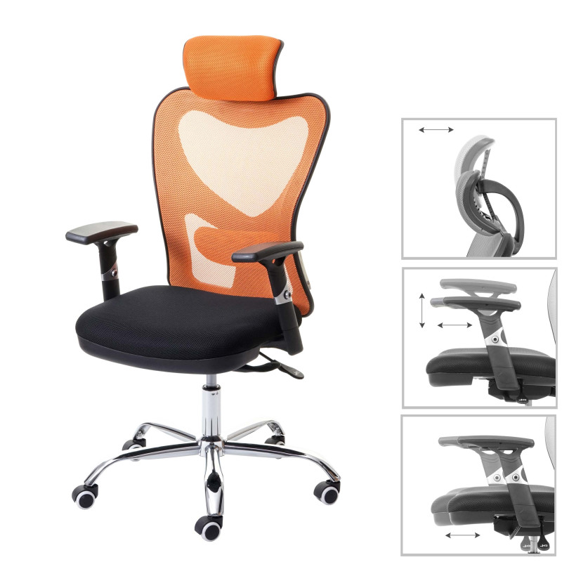 Chaise de bureau chaise pivotante, fonction sliding, charge max. 150kg, tissu - noir/orange