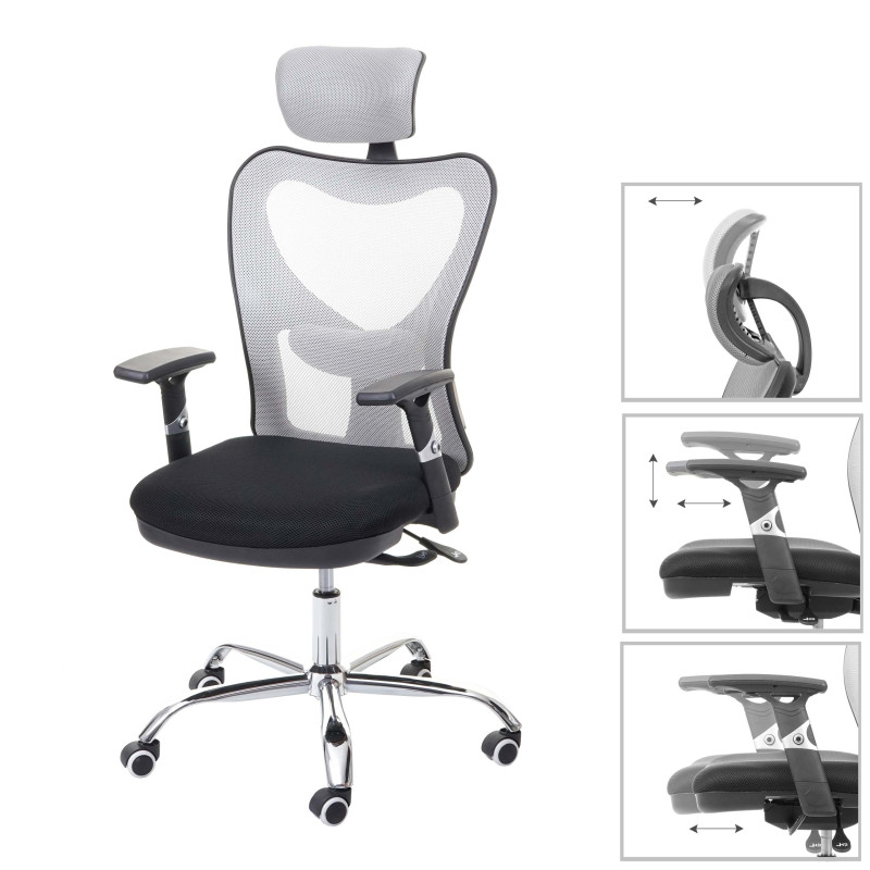Chaise de bureau chaise pivotante, fonction sliding, charge max. 150kg, tissu - noir/gris
