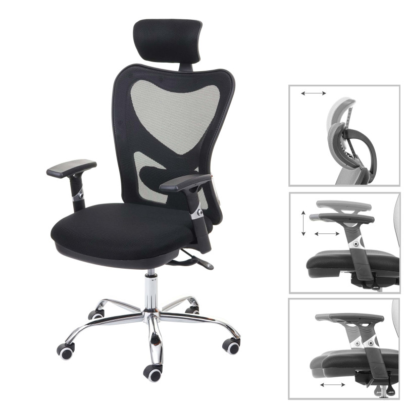 Chaise de bureau chaise pivotante, fonction sliding, charge max. 150kg, tissu - noir