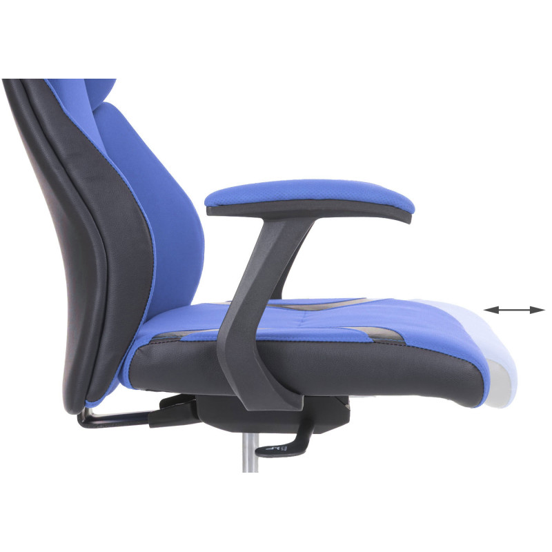 Chaise de bureau chaise pivotante, tissu + similicuir - bleu/noir