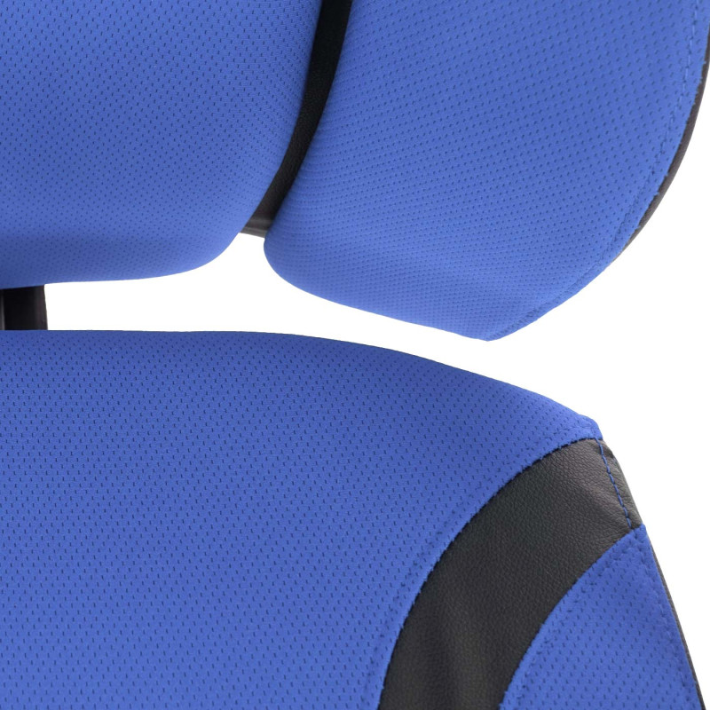 Chaise de bureau chaise pivotante, tissu + similicuir - bleu/noir