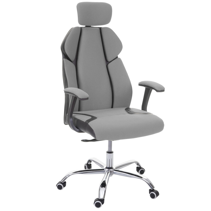 Chaise de bureau chaise pivotante, tissu + similicuir - gris/noir