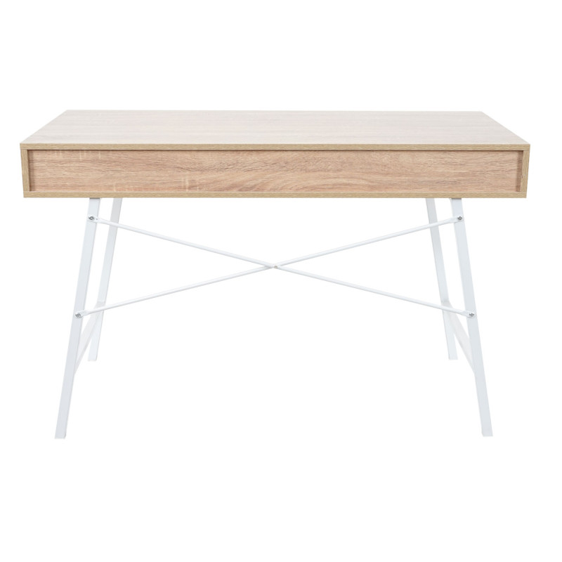 Bureau table d'ordinateur, structure 3D 120x60cm brun naturel, blanc