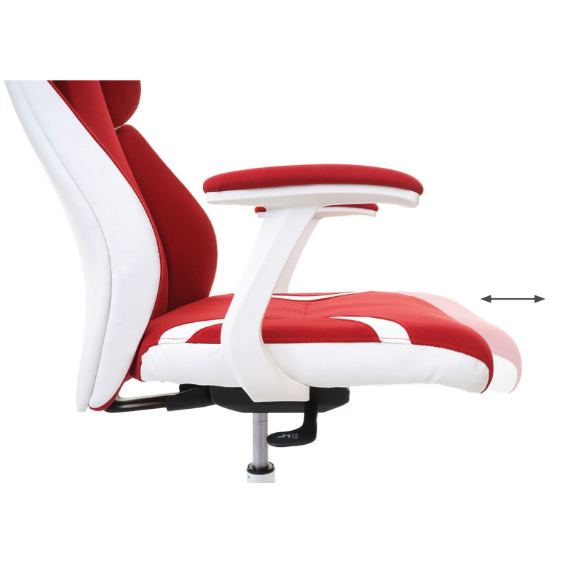 Chaise de bureau chaise pivotante, tissu + similicuir - rouge/blanc