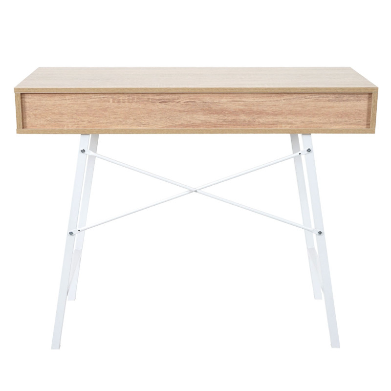 Console table de desserte/d'appoint, structure 3D, 100x40cm brun naturel, blanc