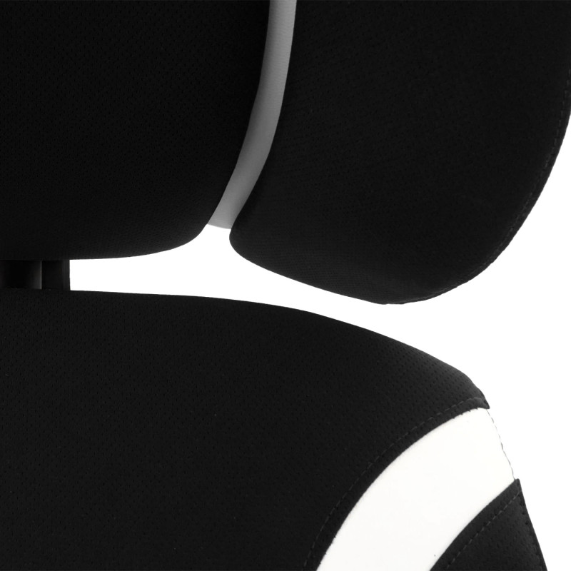 Chaise de bureau chaise pivotante, tissu + similicuir - noir/blanc