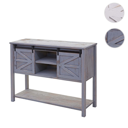 Commode armoire avec porte glissante, buffet, 81x102x34cm style shabby, vintage, gris foncé