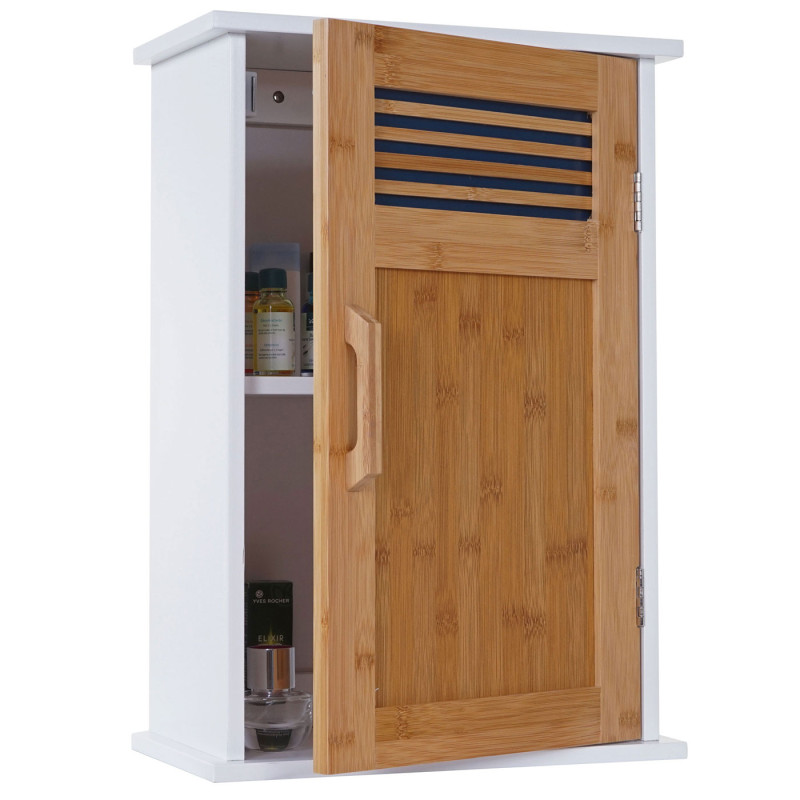 Meubles de salle de bain armoire haute, meuble sous évier, armoire suspendue, commode, bambou, blanc