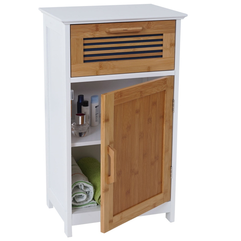 Meubles de salle de bain armoire haute, meuble sous évier, armoire suspendue, commode, bambou, blanc