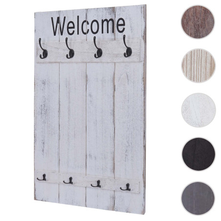 Garderobe murale Welcome, planche vestiaire, style shabby chic, vintage, 91x60cm - gris foncé, shabby