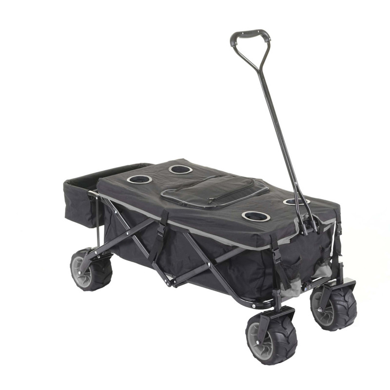 Chariot pliable charette à bras, pneus tout terrain - avec recouvrement et sac réfrigérant noir/gris