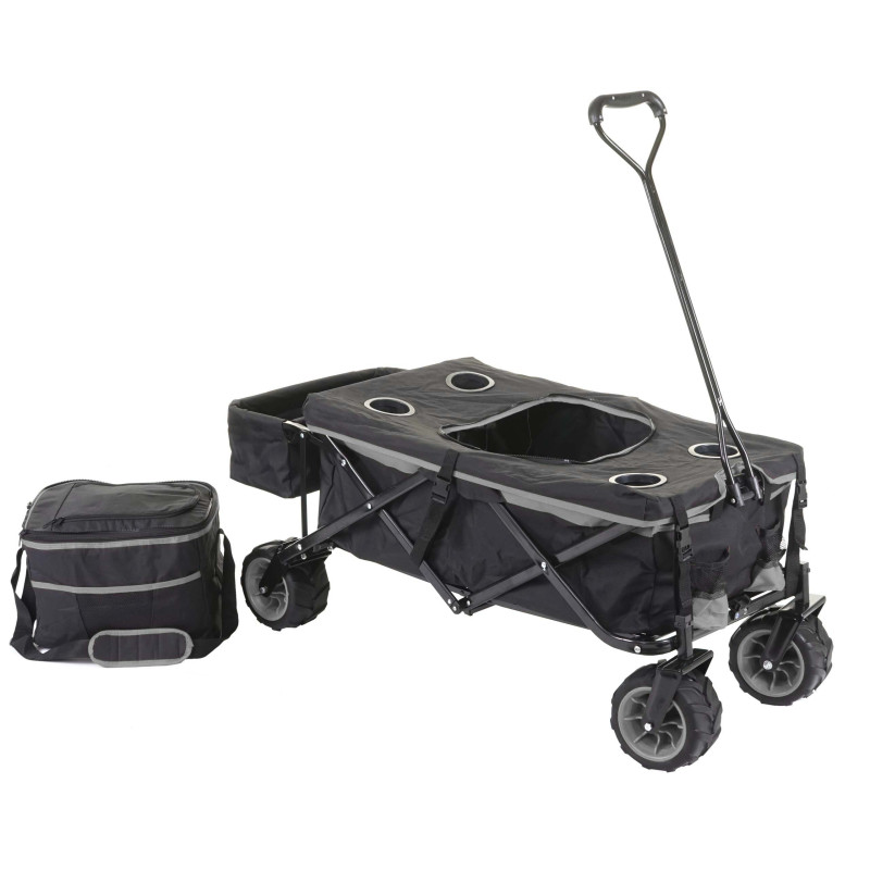 Chariot pliable charette à bras, pneus tout terrain - avec recouvrement et sac réfrigérant noir/gris